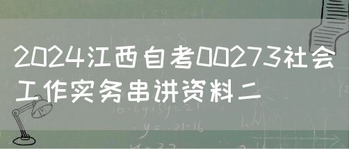 2024江西自考00273社会工作实务串讲资料二